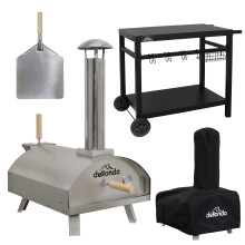 Portable Wood-Fired Stainless Steel Pizza Oven with Cover/Carry Bag and Trolley - DG259