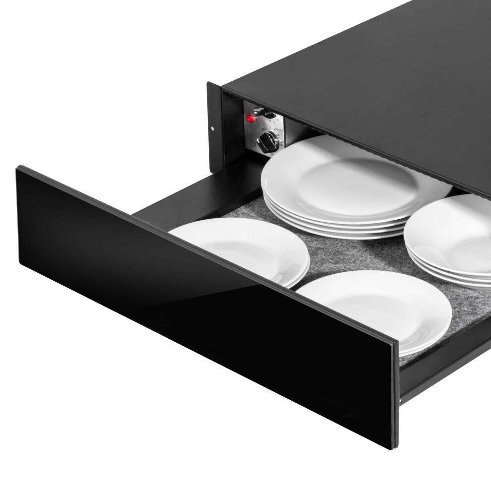 Baridi 60cm Built-In Warming Drawer, Push-to-Open, Anti-Slip Mat, Black - DH201