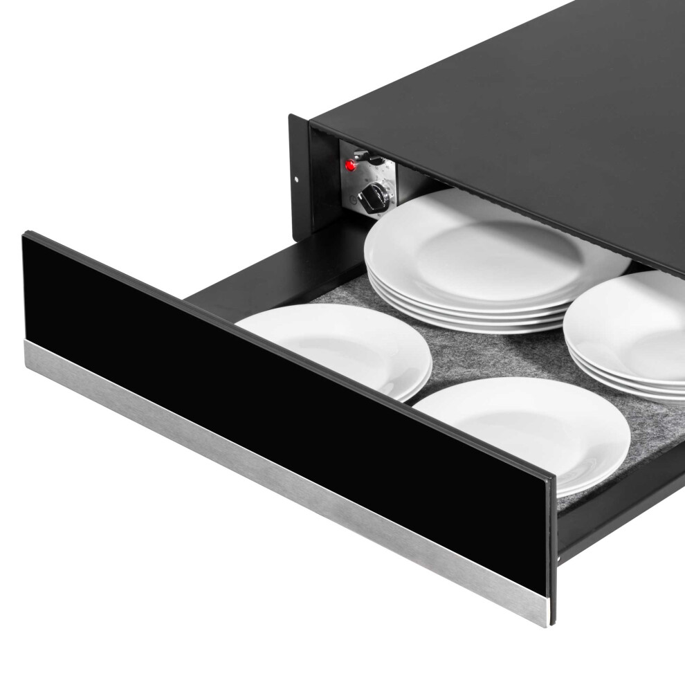 Baridi 60cm Built-In Warming Drawer, Push-to-Open, Anti-Slip Mat, Black/Stainless Steel - DH202