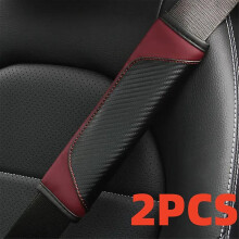 (2pcs Wine red) PU Leather Safety Seat Belt, Shoulder Cover, Breathable Protection, Padding Pad, Interior Access, Car Accessories, 2Pcs