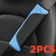 (2pcs blue) PU Leather Safety Seat Belt, Shoulder Cover, Breathable Protection, Padding Pad, Interior Access, Car Accessories, 2Pcs