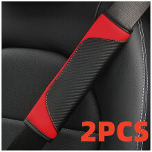 (2pcs red) PU Leather Safety Seat Belt, Shoulder Cover, Breathable Protection, Padding Pad, Interior Access, Car Accessories, 2Pcs