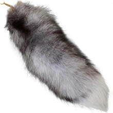 Fake Fox Tail, 40 cm Animal Tail, Fluffy Fake Fur Tail, Realistic Fox Tail, Keychain, Wallet Decoration Fox Tail, Role Play, Silver