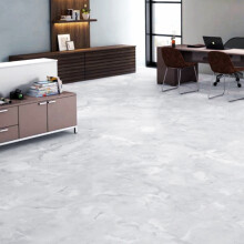 48Pcs Square 3D Stone Effect Marble Self Adhesive PVC Floor Tiles Waterproof, Light Grey