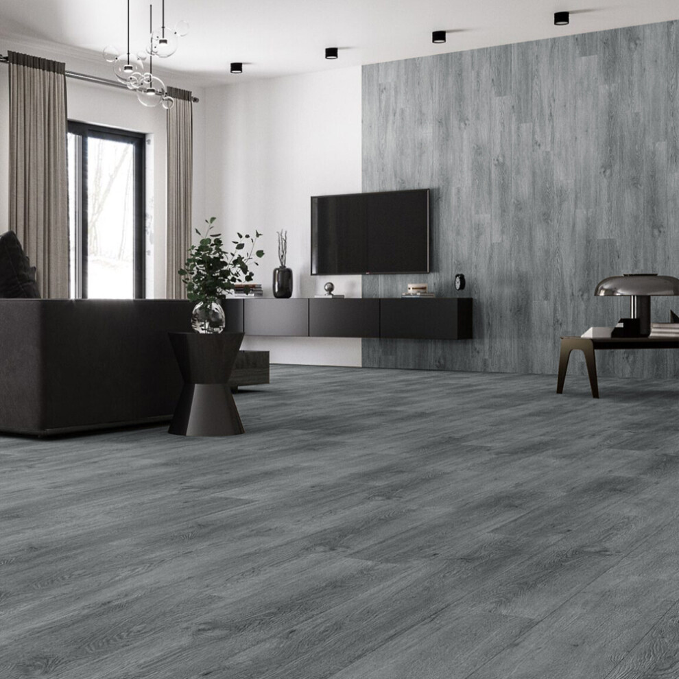 Grey Rustic Wood Effect Wood Grain Self Adhesive Vinyl Plank PVC Flooring Waterproof, Set of 72