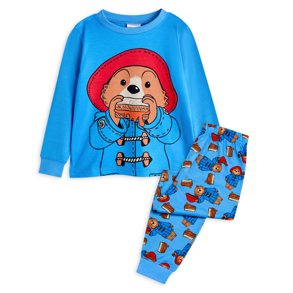 (5-6 Years) Paddington Bear Long Sleeve Long Leg Pyjama Set (Unisex Kids Blue)