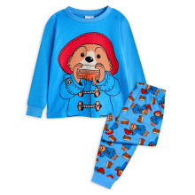 (4-5 Years) Paddington Bear Long Sleeve Long Leg Pyjama Set (Unisex Kids Blue)