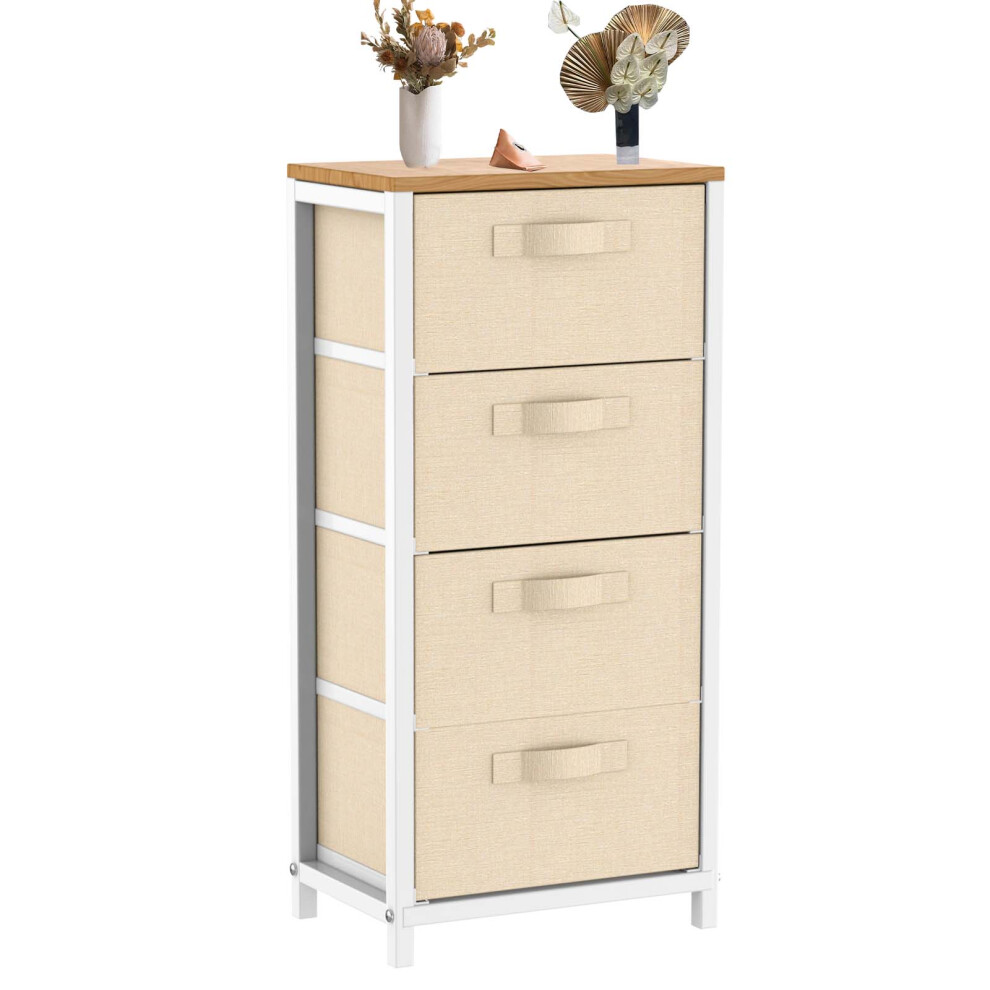 4 Drawer Fabric Chest of Drawers Bedroom Storage Cabinet OrganizerUnit