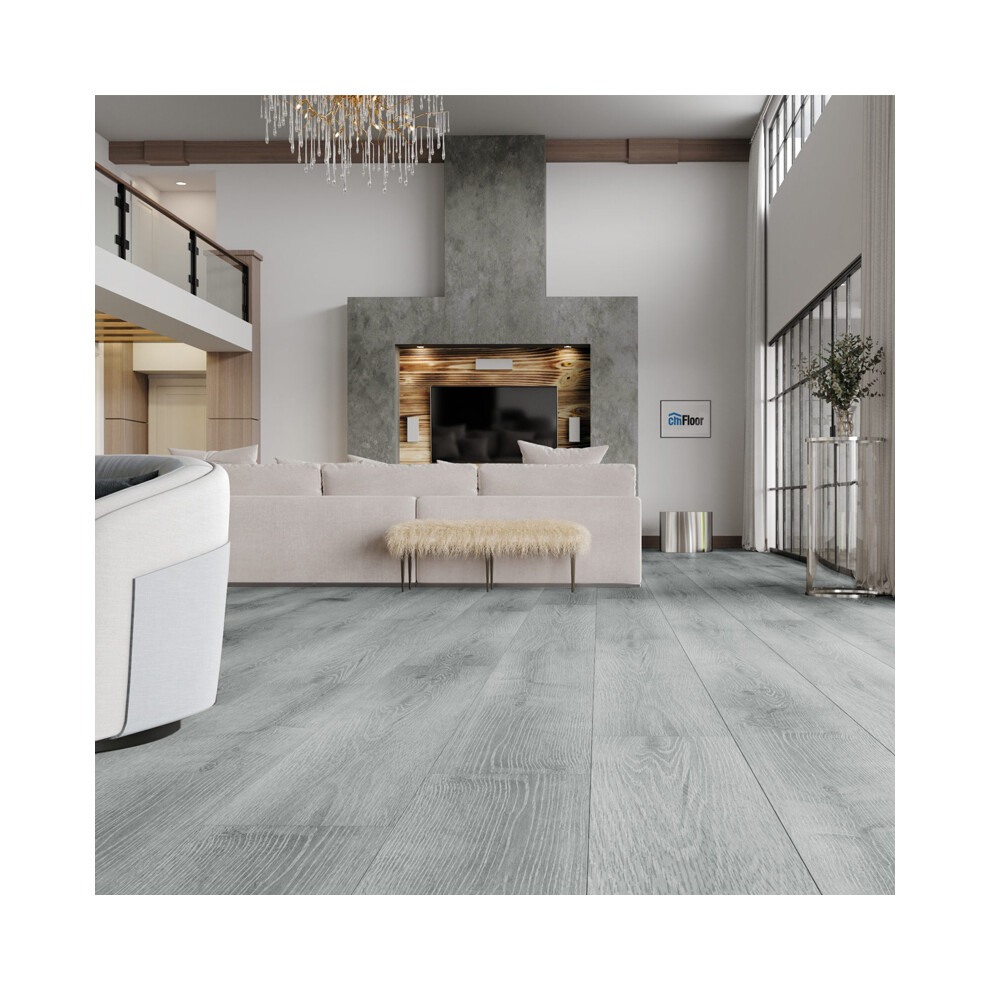 Grey Realistic Woodgrain Wood Effect Self Adhesive PVC Flooring Plank Waterproof, Set of 72