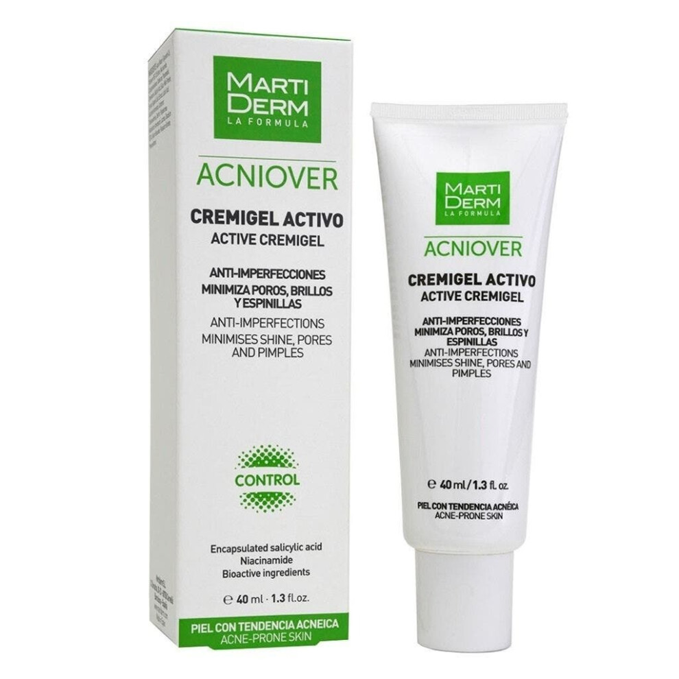 Martiderm Acniover Active Cremigel |Acne Treatment Gel For Oily Skin |Prevents Breakouts |Soothing & Moisturizing |Anti-Inflammatory Care 40Ml