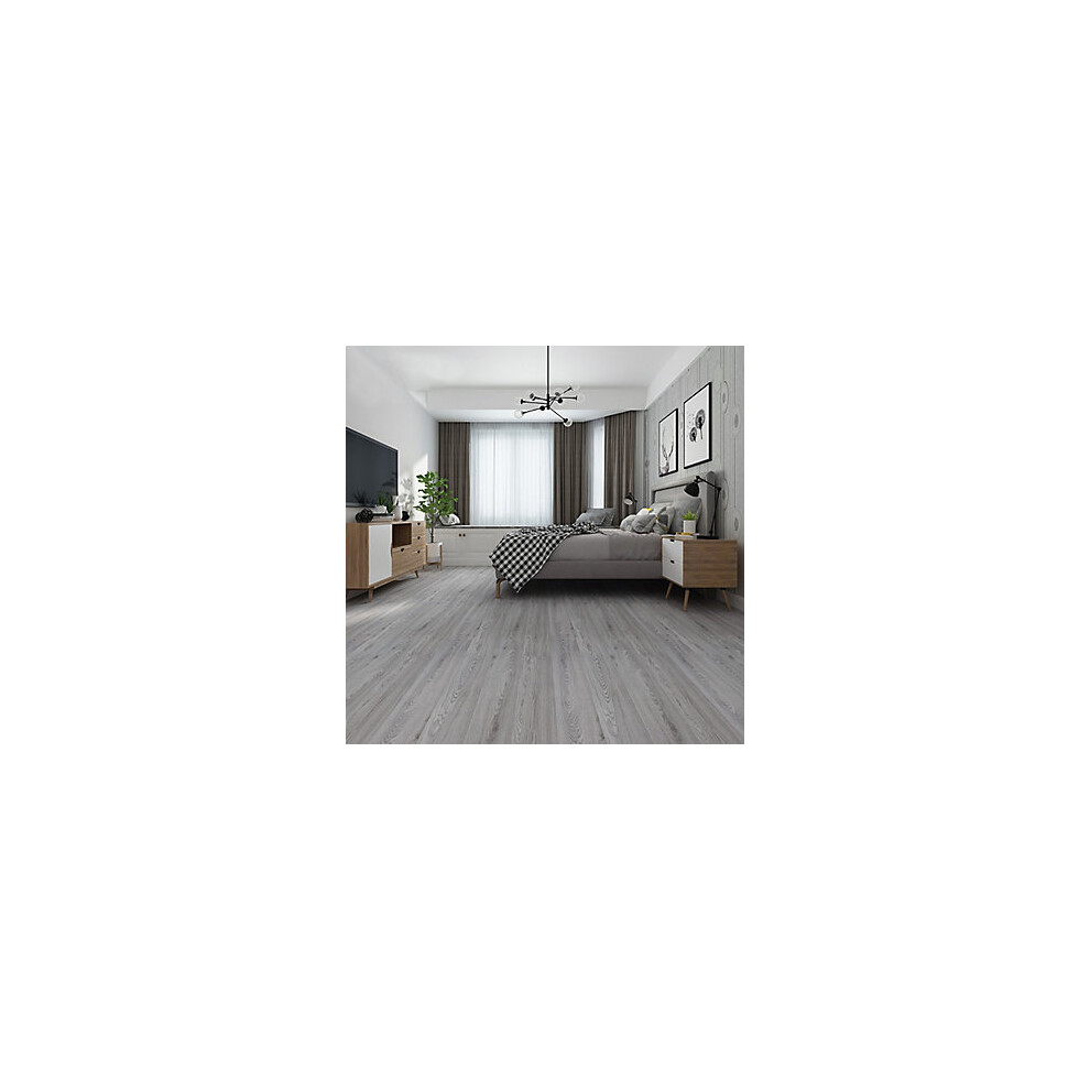 Set of 72 Self Adhesive Rustic Wood Grain Vinyl Floor Planks PVC Flooring Covering,Grey