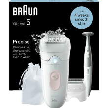 Braun Silk-épil Epilator - Cordless & Waterproof with 28 Tweezers, 40-Minute Battery Life, Massage Cap, Trimmer & Bikini Zone Comb - Pink