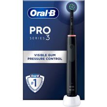 Oral-B Pro 3 Electric Toothbrush - Black, 3 Brushing Modes, 3D Cleaning Action & Pressure Sensor