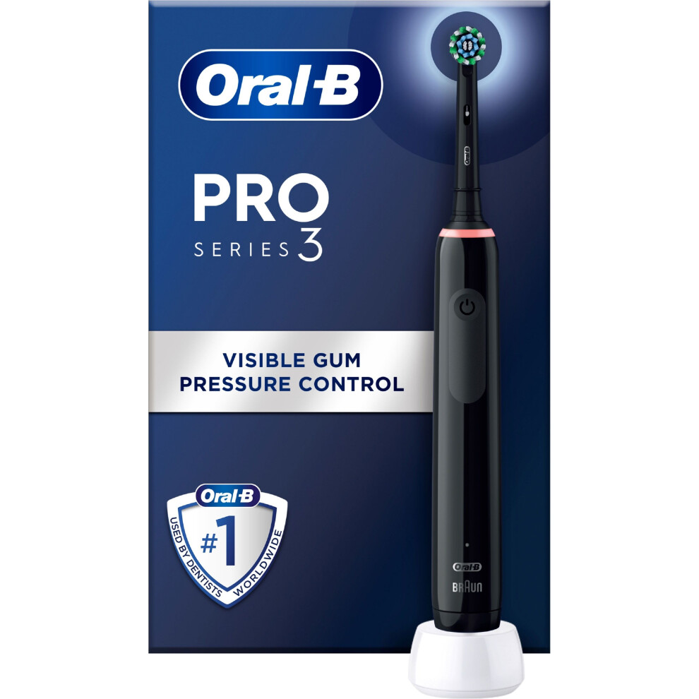 Oral-B Black Pro 3 Electric Toothbrush - 3 Brushing Modes, 3D Cleaning Action & Pressure Sensor