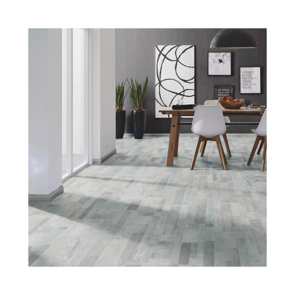 Wood Grain Effect Vinyl Flooring Self Adhesive Floor Planks Floor Tiles,Grey, Pack of 72