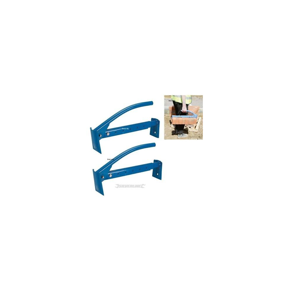 Silverline Brick Tongs 2x Adjustable Lifter 6-10 Bricks Lifting Carrying Carrier