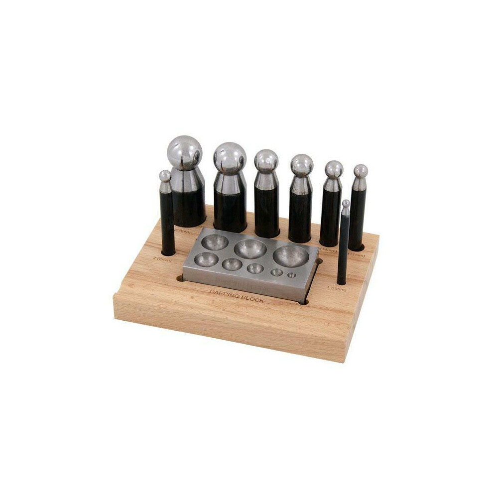 Neilsen 9Pc Doming Block And Punch Set Steel Dapping Craft Metal Shaping Tool Kit