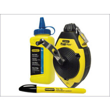 Stanley Chalk Line Reel FatMax 30m Set Kit Blue Chalk & Marker Pen New STA047681