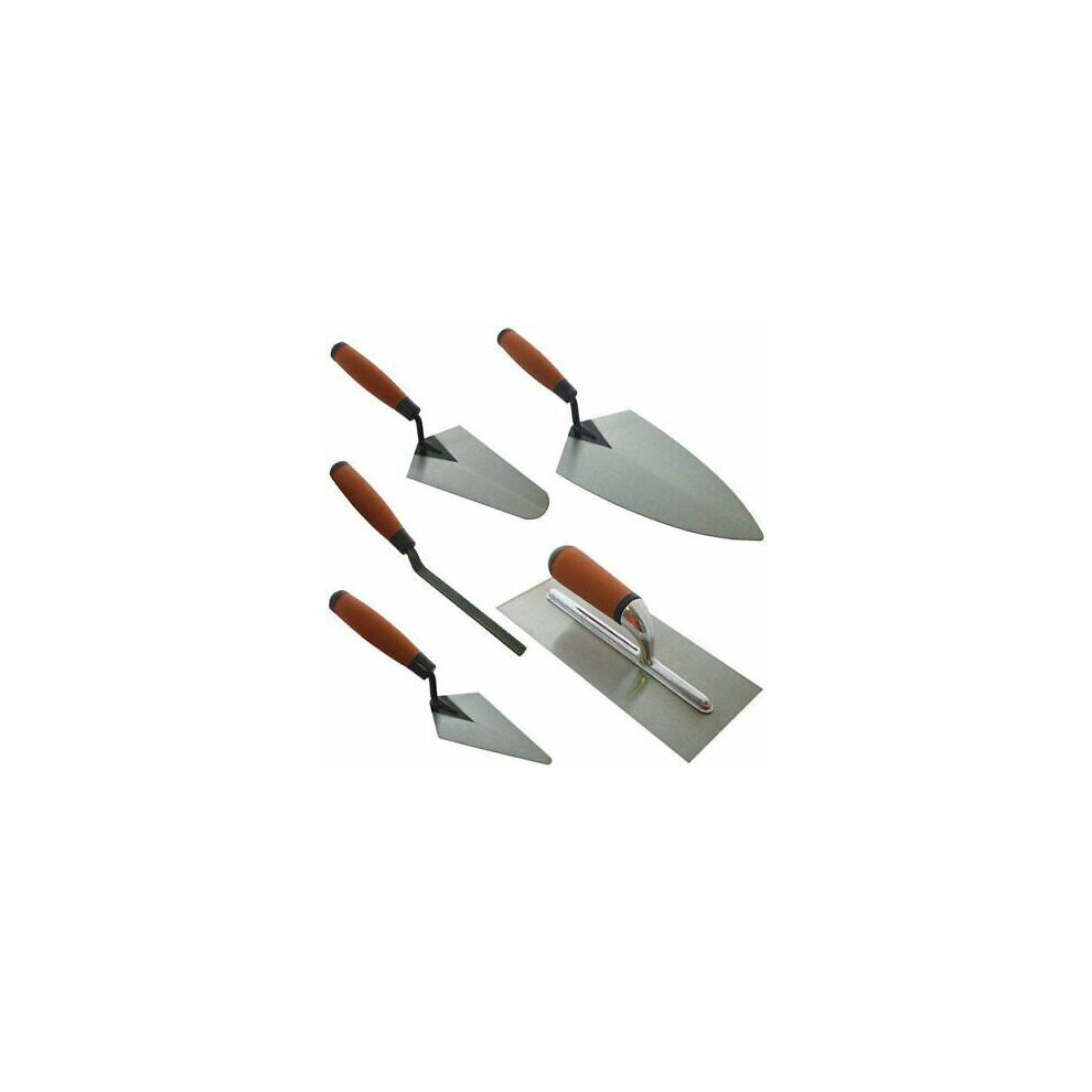 5PC TROWEL SET SOFT GRIP TRADESMAN BRICK PLASTERING BUILDER POINTING 60083
