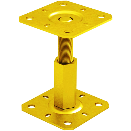 Adjustable Fence Post Support Foot Bracket Heavy Duty Timber Base - Gold Passivated