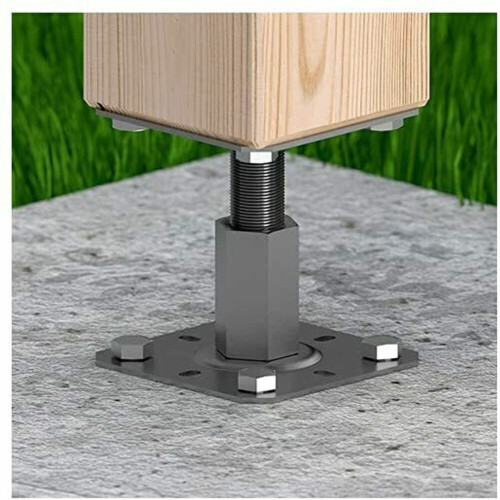 Adjustable Fence Post Support Bracket - Yellow Zinc Galvanised Steel Base 2