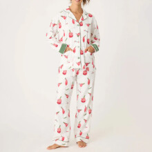 (Cocktail, L) PJ Salvage Womens Printed Nightwear Long Sleeve Tops Pants Pajama Set Casual Loungewear Sleepwear Outfit