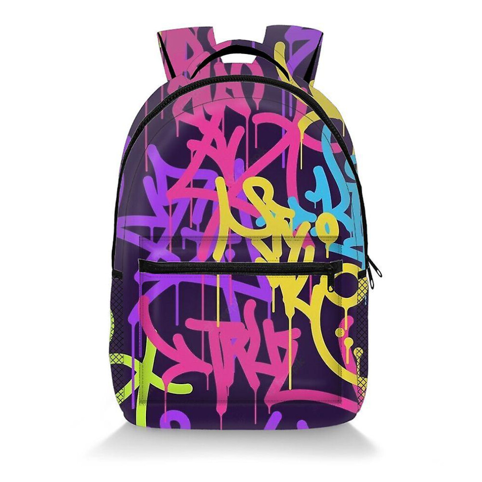 (Style 18) Graffiti Printed Trendy Backpack Large Capacity Simple Student School Bag-image-OPC-PFNVQBZ-NEW