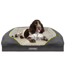 Dreamcatcher Grey Large Plus Dog Bed Orthopaedic Shredded Memory Foam, Fleece Sleeping Area, Non Slip Base, Washable Cover