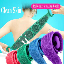 (purple H) Magic Silicone Brushes Bath Towels Rubbing Back Mud Peeling Body Massage Shower Extended Scrubber Skin Clean Brushes Bathroom