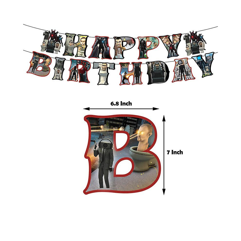 (a pcs) Game Skibidi Toilet Party Decoration Toilet Man Camera Flag Pulling Cake Card Insertion Balloon For Kids Girl Birthday-image-OPC-PFNVWJ7-NEW