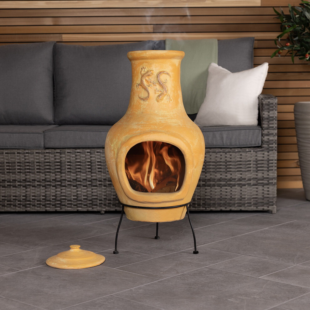 Outdoor Large Terracotta Clay Chiminea Patio Heater