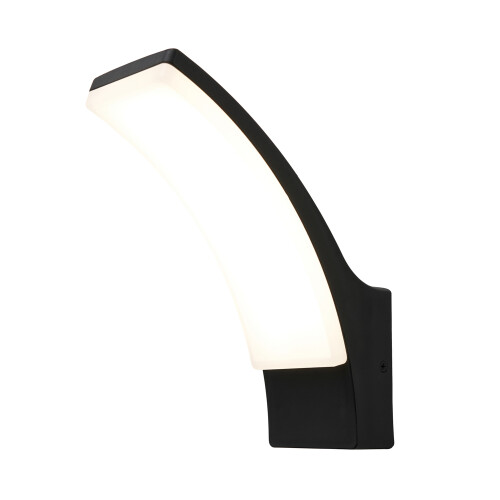 (No - No Sensor) Litecraft Bengle Curved Outdoor Wall Light - Black