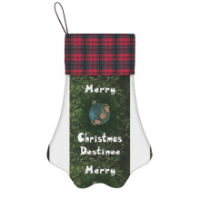 (Merry Christmas Destinee - Green Glitter Ball Ornament With Beaded Flowers=7837) Paw Christmas Stockings Buffalo Tartan Plaid for Cats Dogs Pet Hanging Xmas Tree Decorations