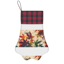 (Marijuana Leaves Painting - Harvest Fest=1619) Paw Christmas Stockings Buffalo Tartan Plaid for Cats Dogs Pet Hanging Xmas Tree Decorations