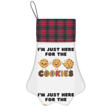 (I'm Just Here For The Cookies=5135) Paw Christmas Stockings Buffalo Tartan Plaid for Cats Dogs Pet Hanging Xmas Tree Decorations