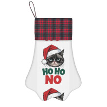 (Ho Ho No - Funny Grumpy Cat Christmas Design=8925) Paw Christmas Stockings Buffalo Tartan Plaid for Cats Dogs Pet Hanging Xmas Tree Decorations