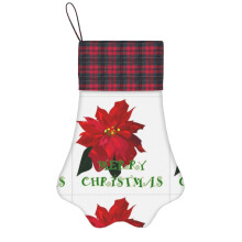 (Merry Christmas Pointsettia On White Card=6027) Paw Christmas Stockings Buffalo Tartan Plaid for Cats Dogs Pet Hanging Xmas Tree Decorations