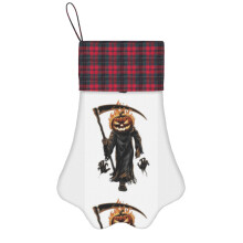 (Jack-o'-Lantern Reaper=7655) Paw Christmas Stockings Buffalo Tartan Plaid for Cats Dogs Pet Hanging Xmas Tree Decorations