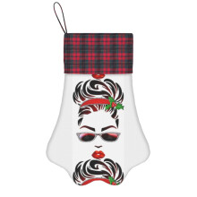 (Christmas Lady 1=2340) Paw Christmas Stockings Buffalo Tartan Plaid for Cats Dogs Pet Hanging Xmas Tree Decorations