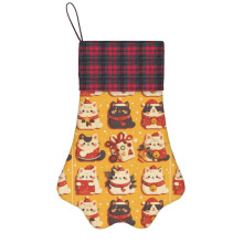 (9 Lives Of Christmas Cheer!' Holiday Cat Design=9537) Paw Christmas Stockings Buffalo Tartan Plaid for Cats Dogs Pet Hanging Xmas Tree Decorations