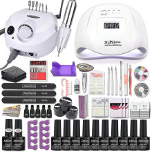 Jsir 35000rpm Nail Art Kit With 120w/54w Led Nail Lamp 40/30/20/10 Colors Uv Polishing Gel Polishing Nail Art Kitcombo3- Jsir