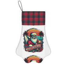 (Surfin Santa Merry Christmas=7191) Paw Christmas Stockings Buffalo Tartan Plaid for Cats Dogs Pet Hanging Xmas Tree Decorations