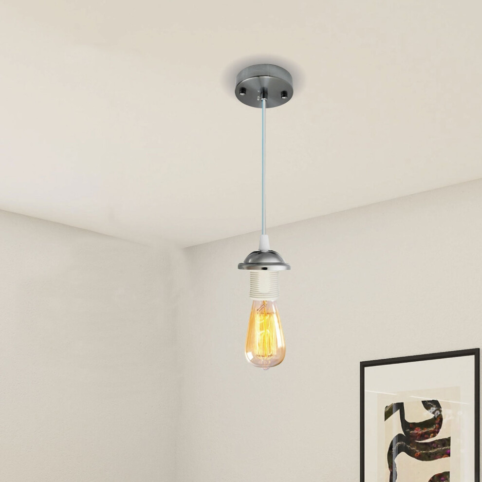 Ledsone Light E27 Chrome Ceiling Rose Flex And Pendant Fitting