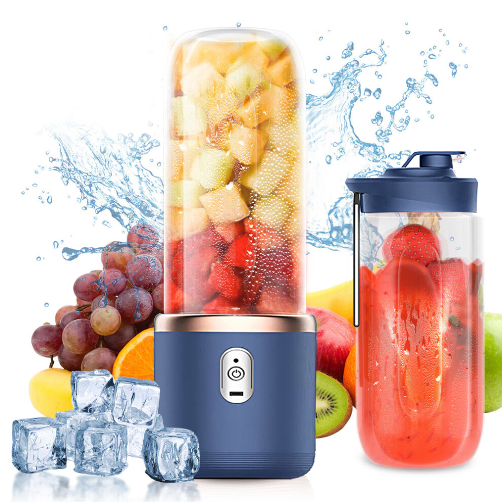 400ml Portable Electric Juicer Double Cup Juice Maker Blender Blue