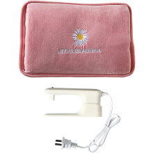 Electric Hot Water Bag with Soft Cover- Rechargeable Heating Pad Hot Water Bottle for Pain Relief, Hot Compress Bag Hand Warmer(Filled with Water)