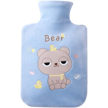 Hot Water Bottle, Water Bottles with Fluffy Cover, 2-in-1 Water Bag for Cold & Hot Compress, Winter Cartoon Water-Filled Hot Water Bag (1000ml,Blue)