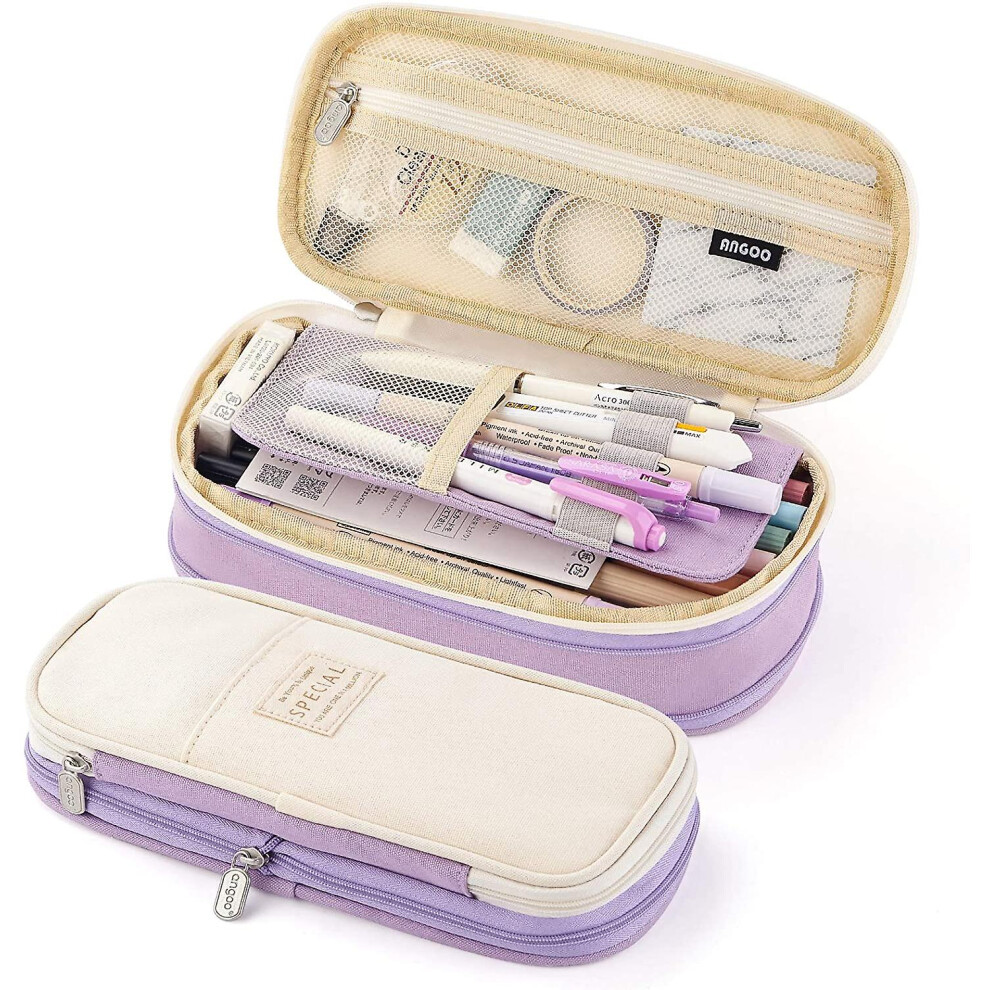 Big Capacity Pencil Pen Case Office College School Large Storage High Capacity Bag Pouch Holder Box Organizer (purple)