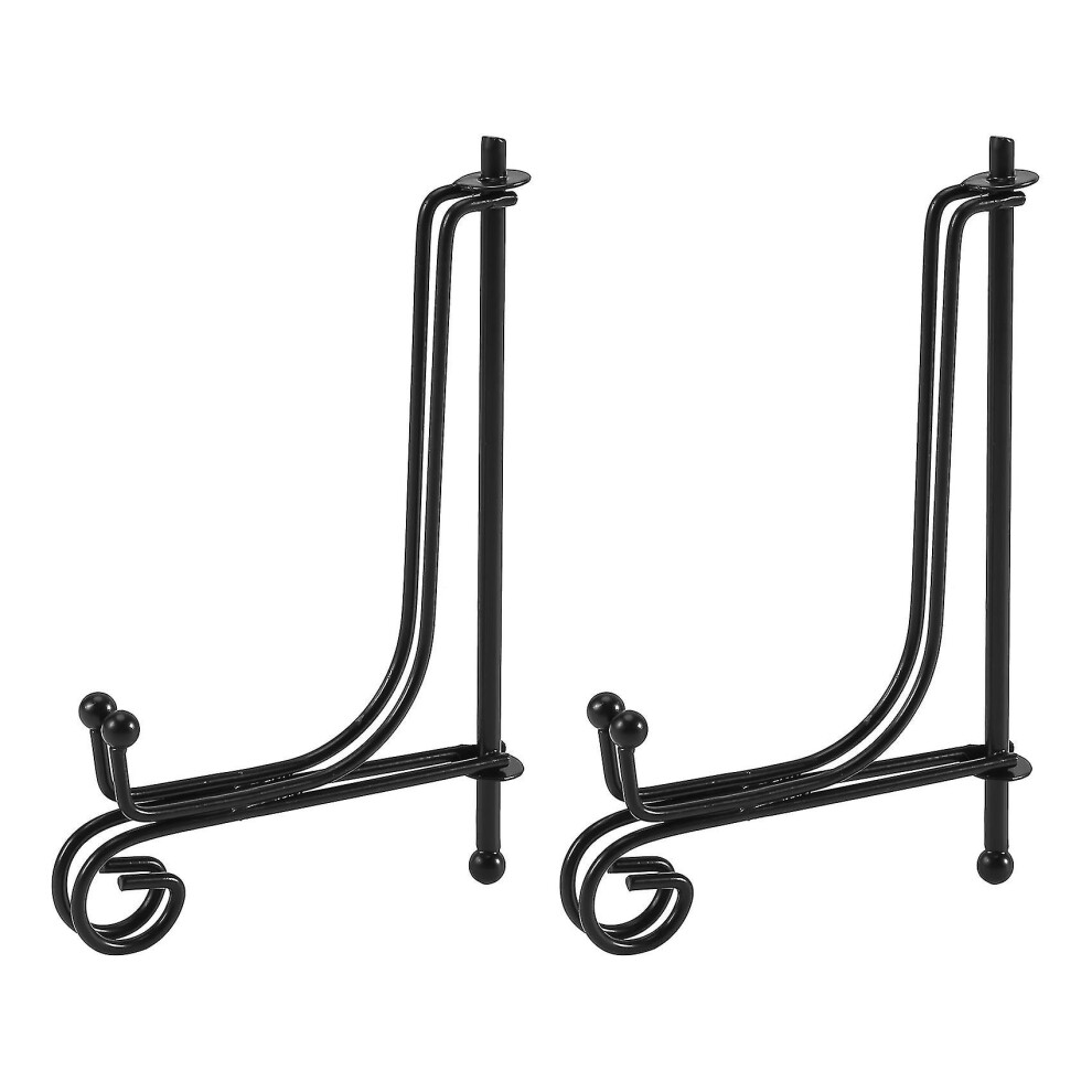(2 Pack)Iron Display Stand, Iron Easel Plate Display Photo Holder Stand, Displays Picture Fra Black