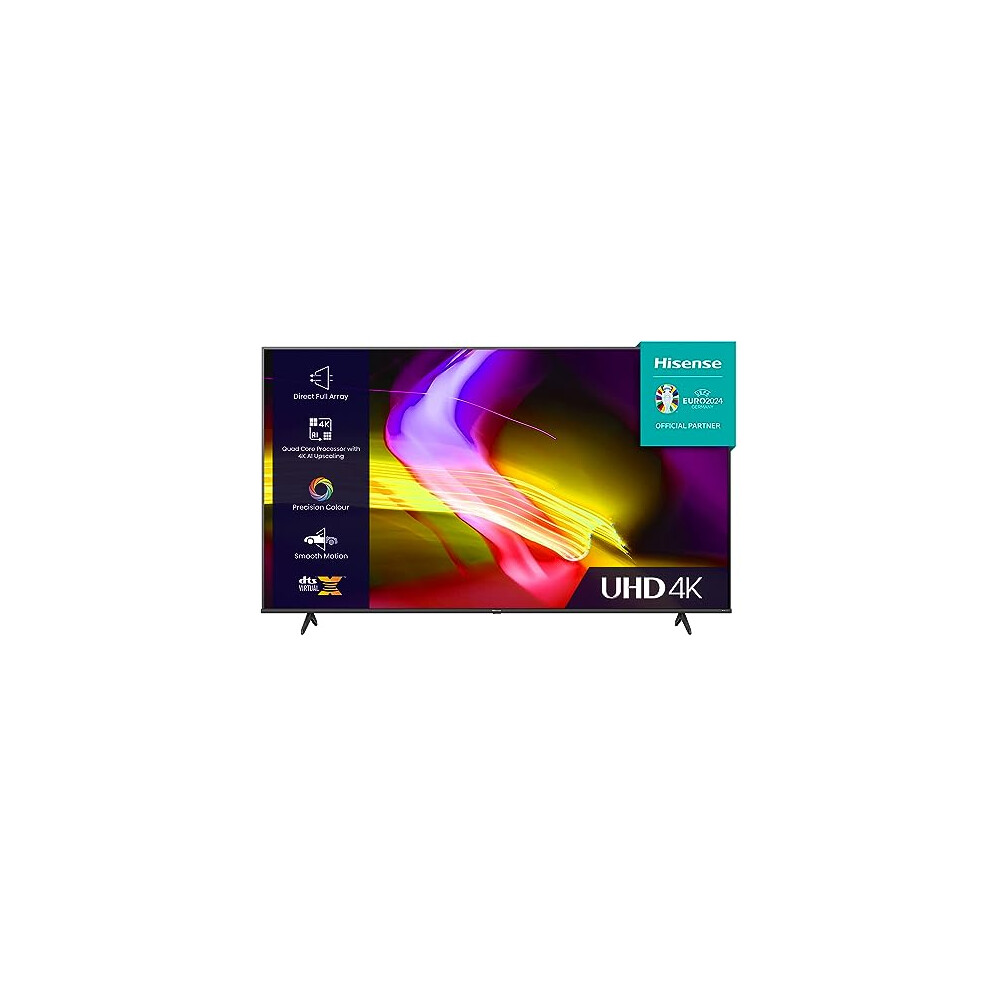 Hisense 65 Inch UHD VIDAA Smart TV 65E6KTUK - Dolby Vision, Pixel Tuning, Voice Remote, Share to TV, and Youtube, Freeview Play, Netflix and Disney