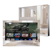 SYLVOX 24 inch Bathroom TV, 12V Smart Magic Mirror TV Compatible with Google TV OS, Support 1080P WiFi Smart Casting 500 nits Brightness, IP65